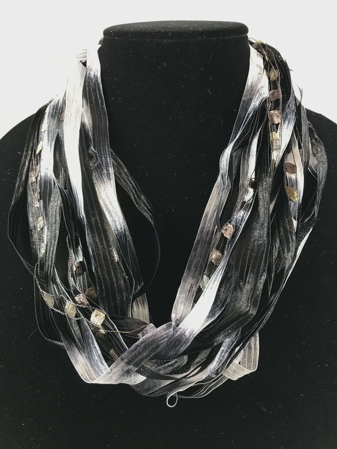 JA Collections Zebra Ribbon Fiber Necklace