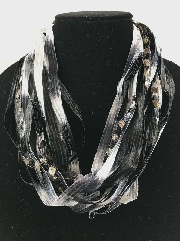 JA Collections Zebra Ribbon Fiber Necklace