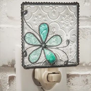 J Devlin Night Light Turquoise Blue Flower