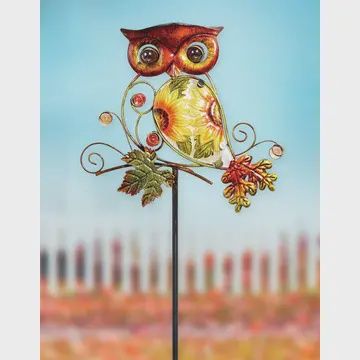 Sunset Fall Owl Stake