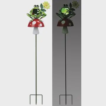 Sunset Froggy Mushroom Solar Garden Stake