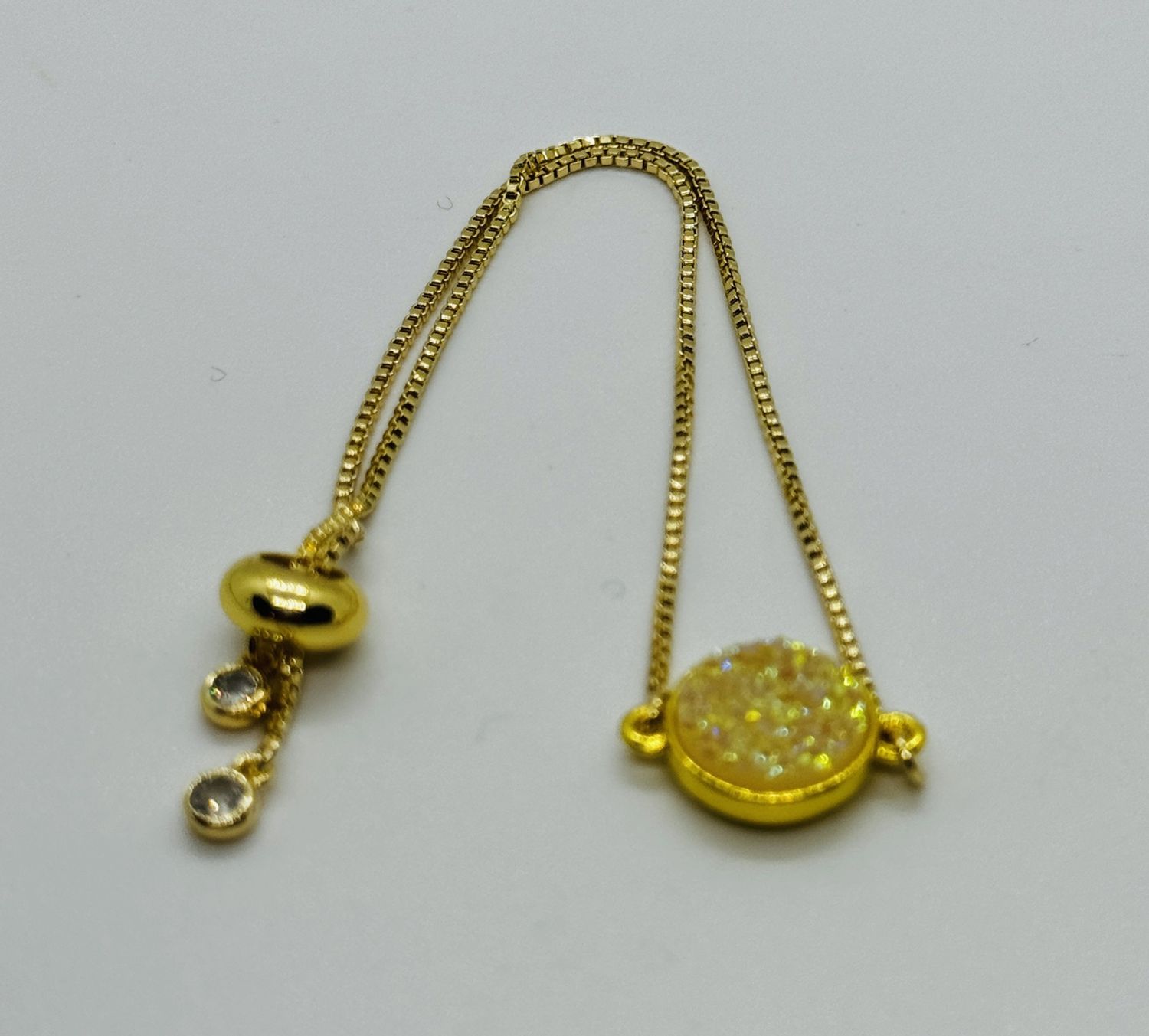 Kalli Bracelet Gold Plated Champagne Synthetic Druzy