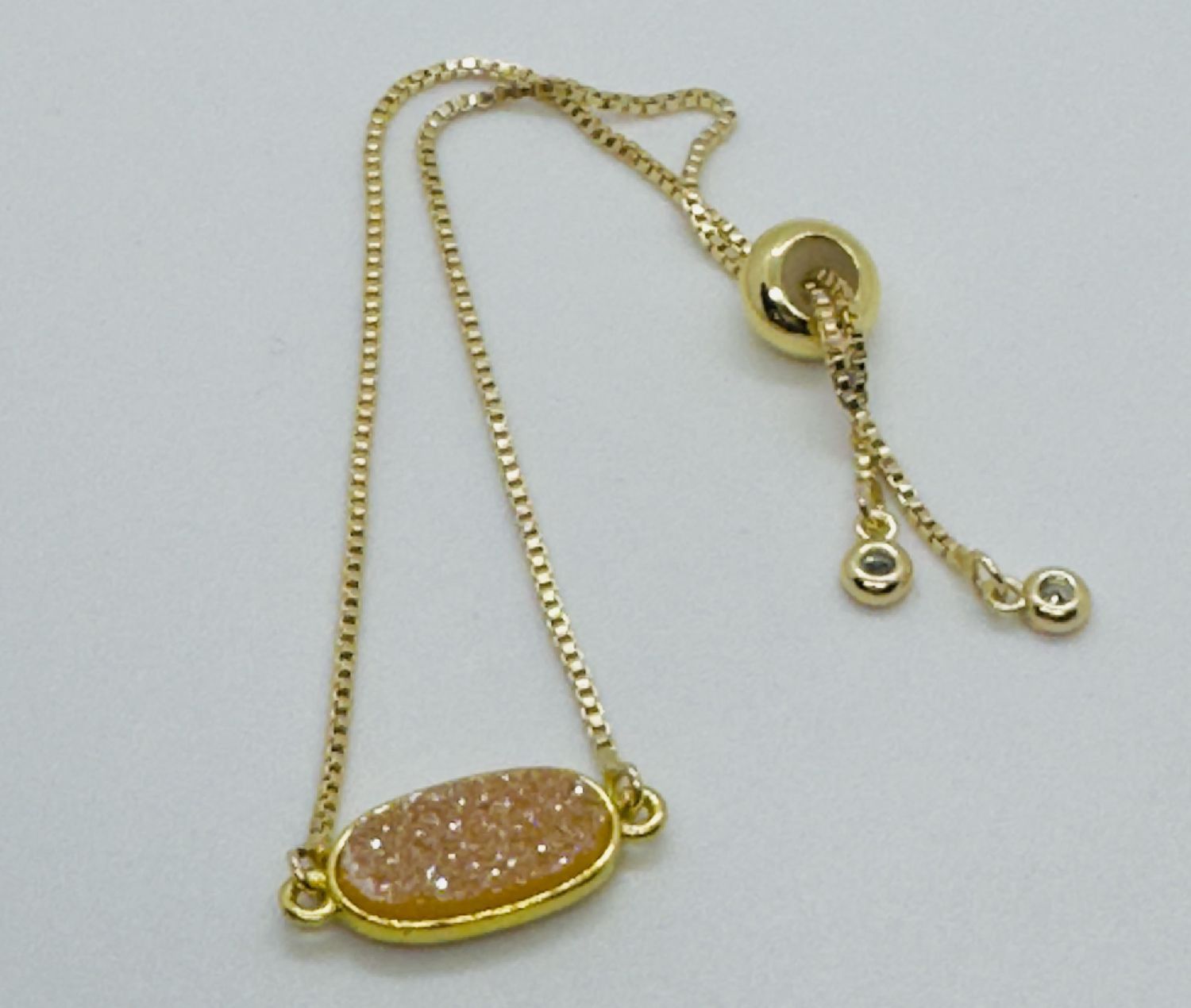 Kalli Bracelet Gold Plated Light Orange Druzy