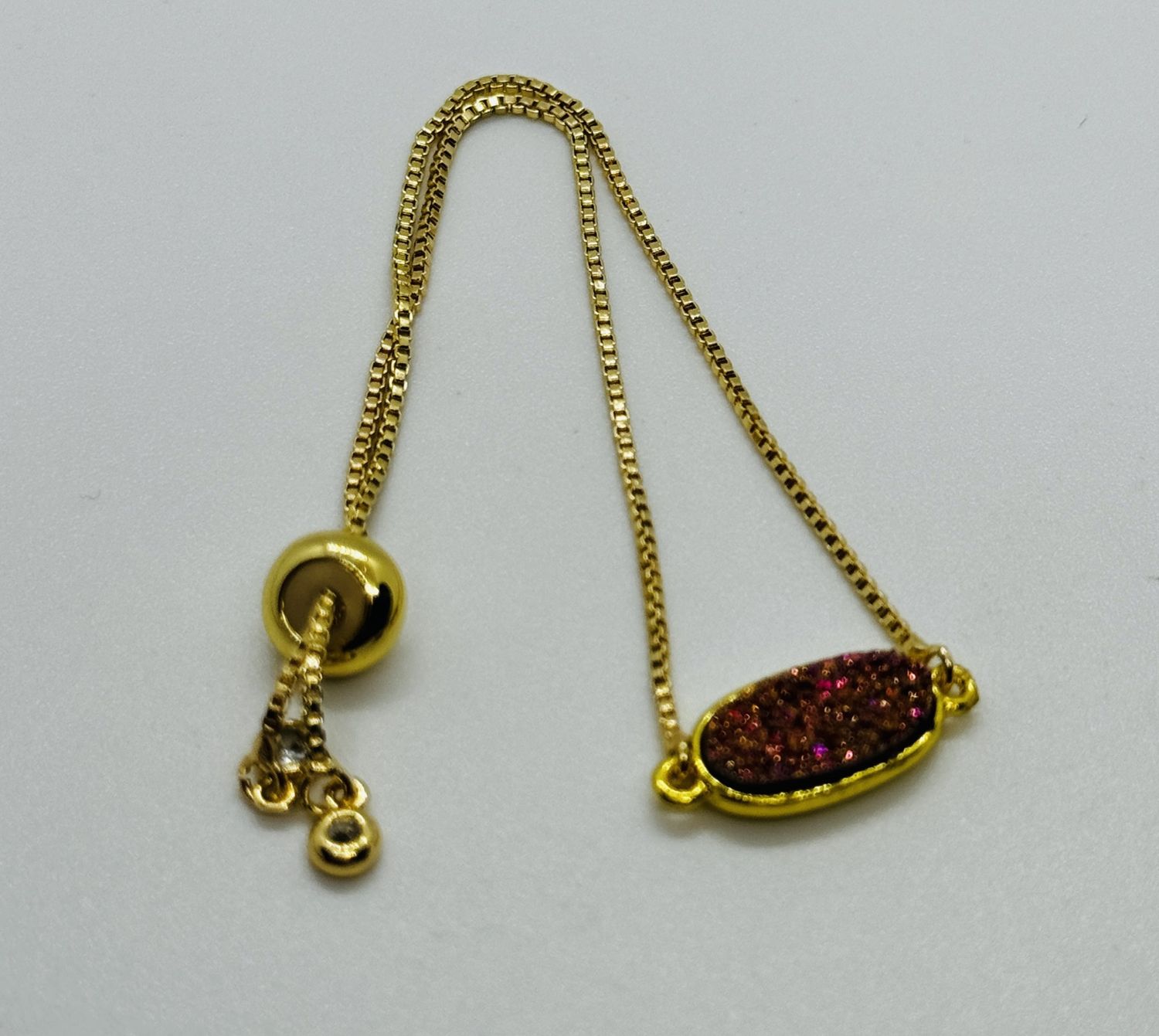 Kalli Bracelet Gold Plated Synthetic Magenta Druzy