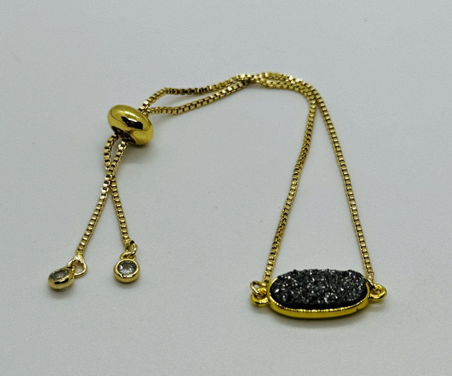 Kalli Bracelet Gold Plated Synthetic Grey Druzy