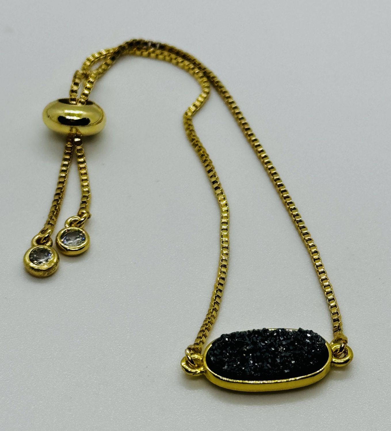 Kalli Bracelet Gold Plated Synthetic Black Druzy