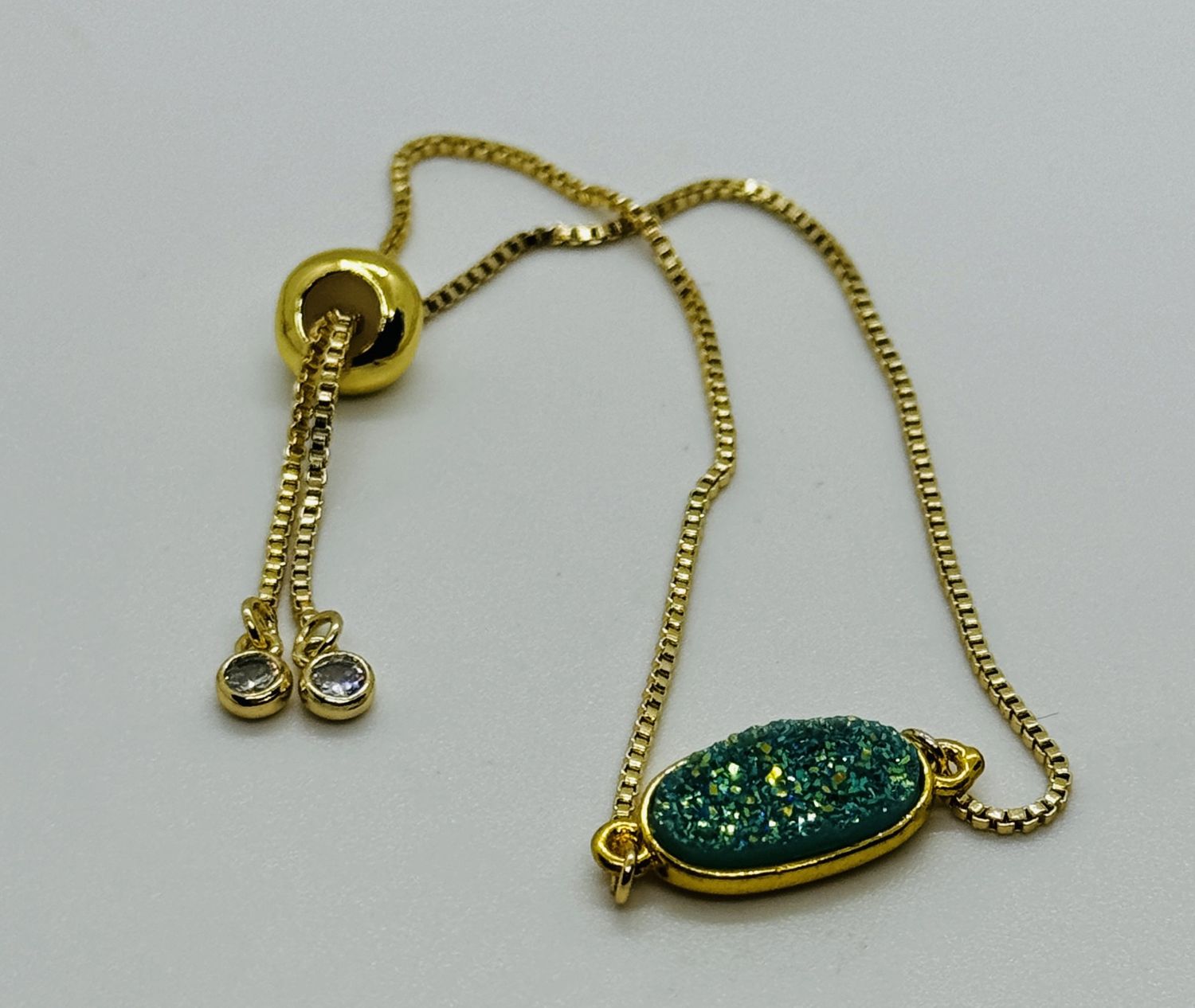 Kalli Bracelet Gold Plated Synthetic Aqua Druzy