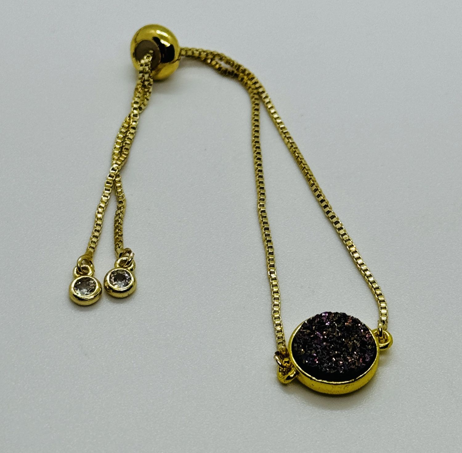 Kalli Bracelet Gold Plated Synthetic  Raspberry/Purple Druzy