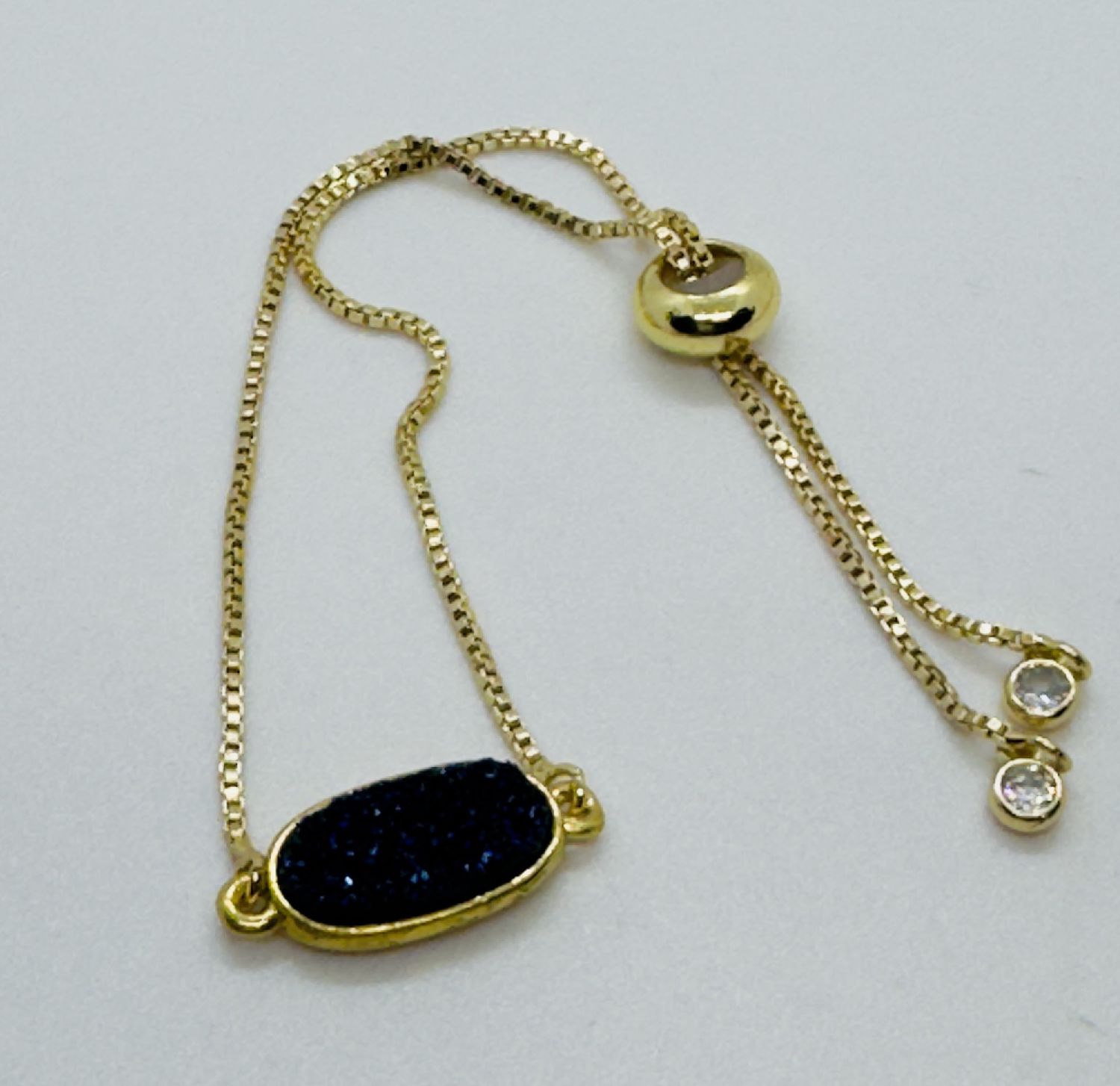 Kalli Bracelet Gold Plated Synthetic Deep Blue Druzy