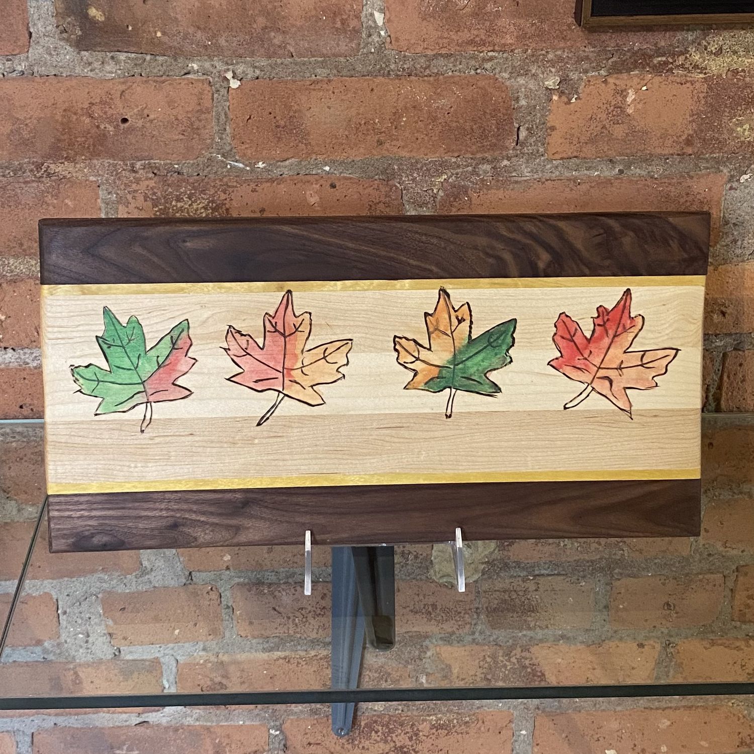 Klindon Cutting board/Charcuterie Board Fall Leaves Dark Trim