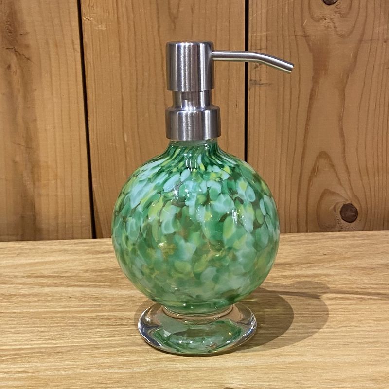 Boise Art Glass Round Soap/Lotion Dispenser Lime Green