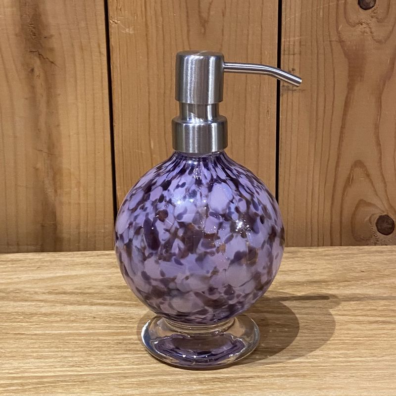Boise Art Glass Round Soap/Lotion Dispenser Pruple Mix