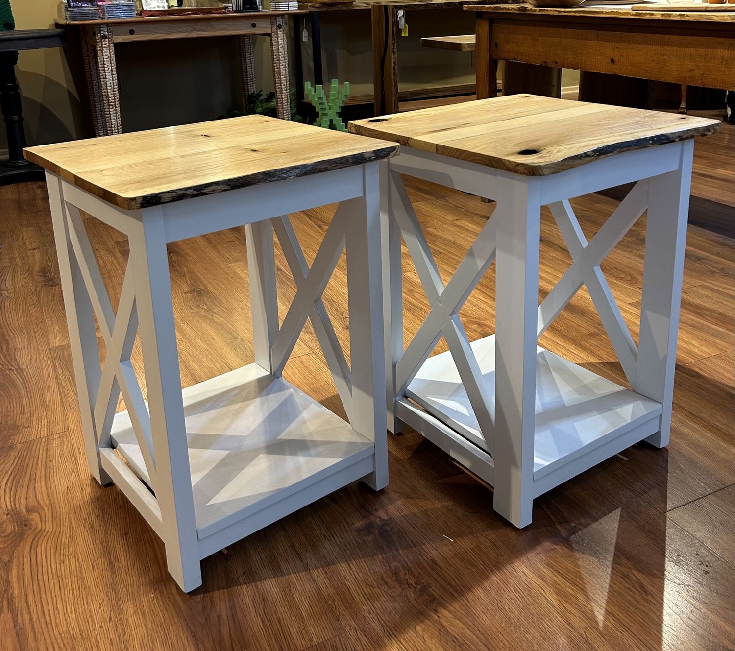 On The Edge End Table Set White Oak/Ash