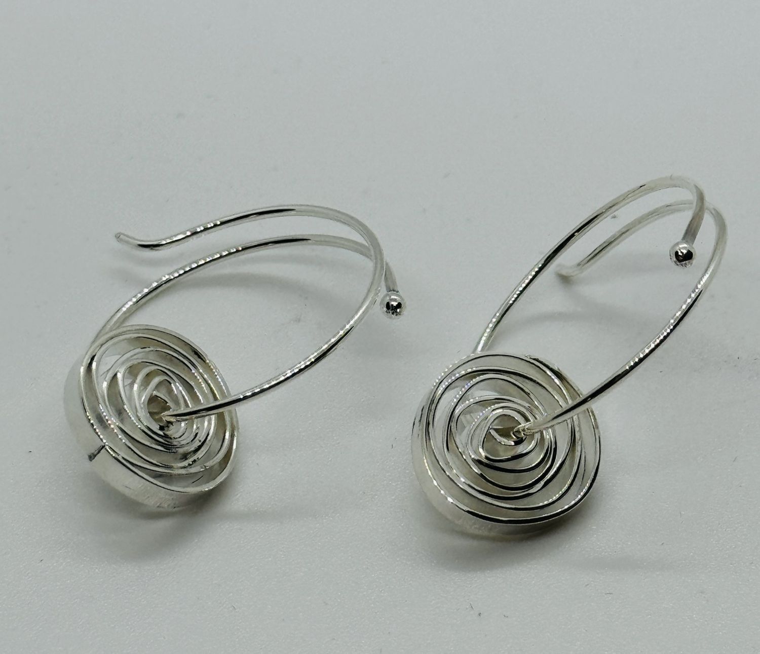 Gray Earring Silver Hoop and Dangle Threader