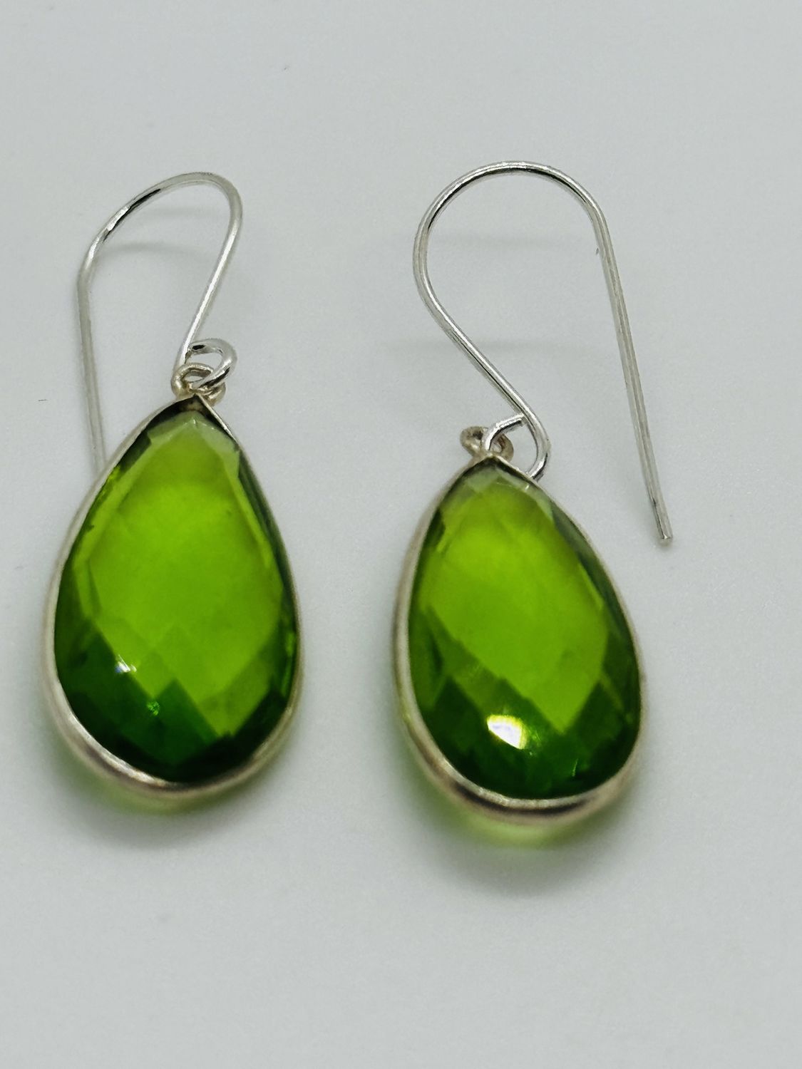 Sunshine On Water Earrings Long Oval Green Glass
