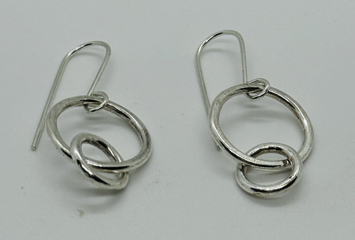 Sunshine Earrings Silver Drop Circle with Circle Dangle