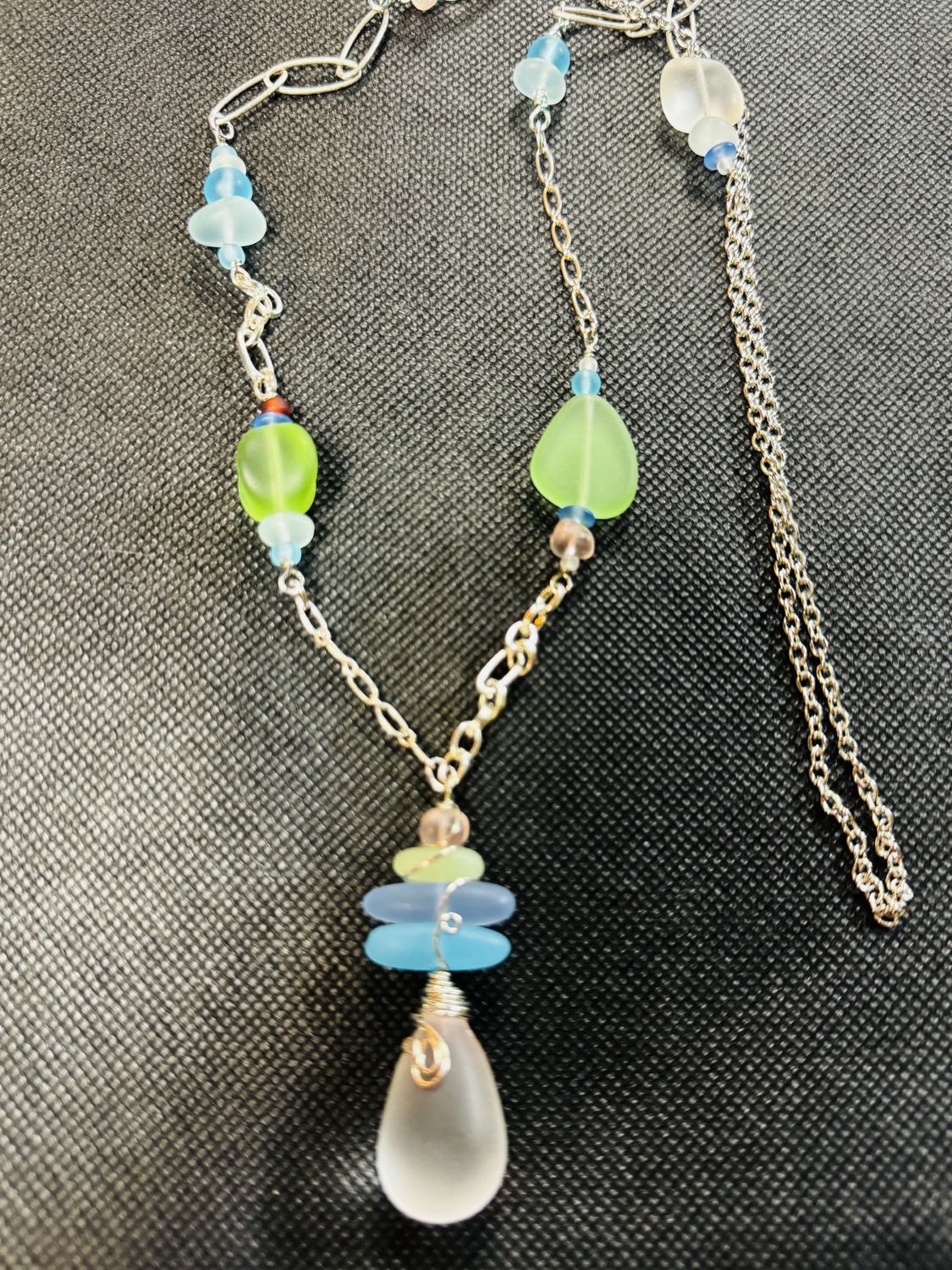 Coller Necklace Silver and Beach Glass