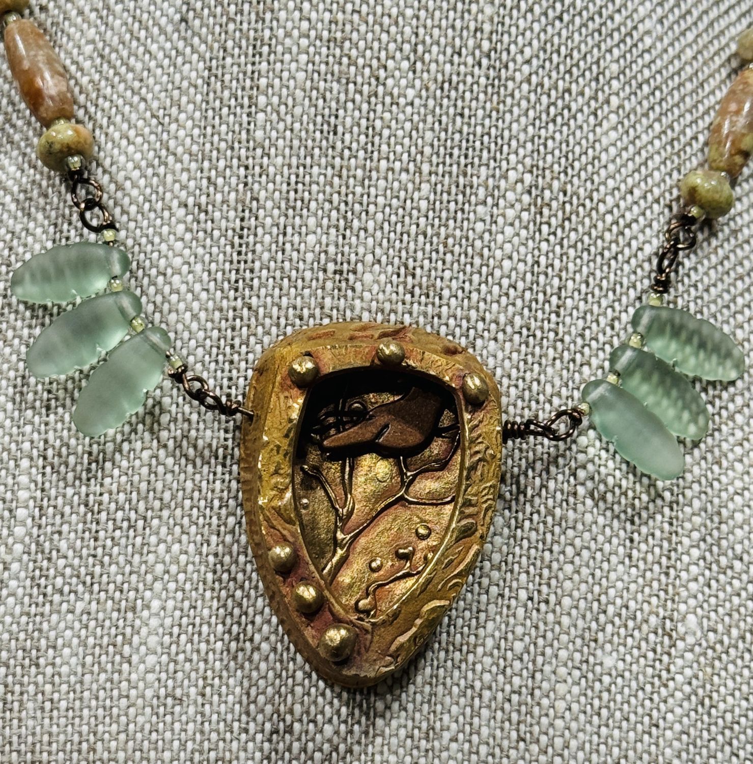 Coller Necklace Bronze Bird in Nest