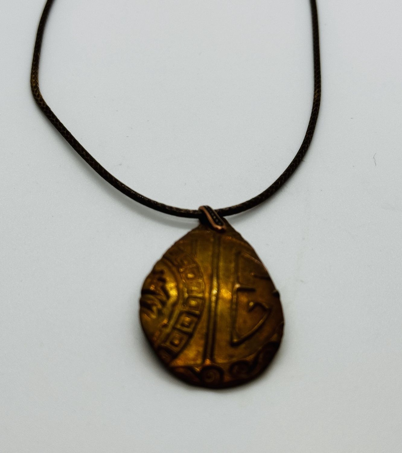 Coller Necklace Bronze Teardrop Aztec