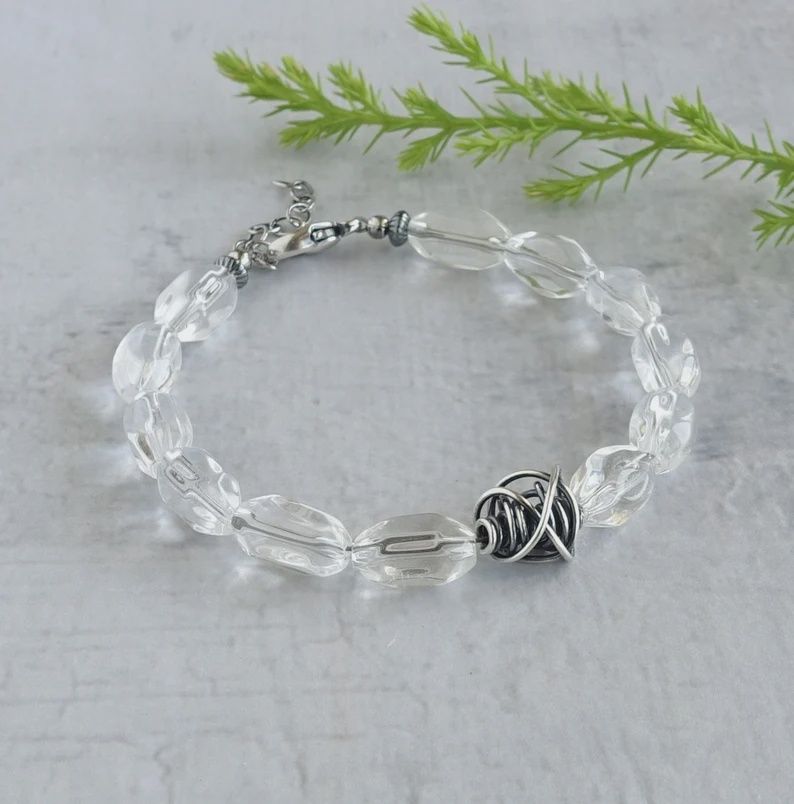 Littoral Bracelet Rock Crystal Quartz and Chaos Bead