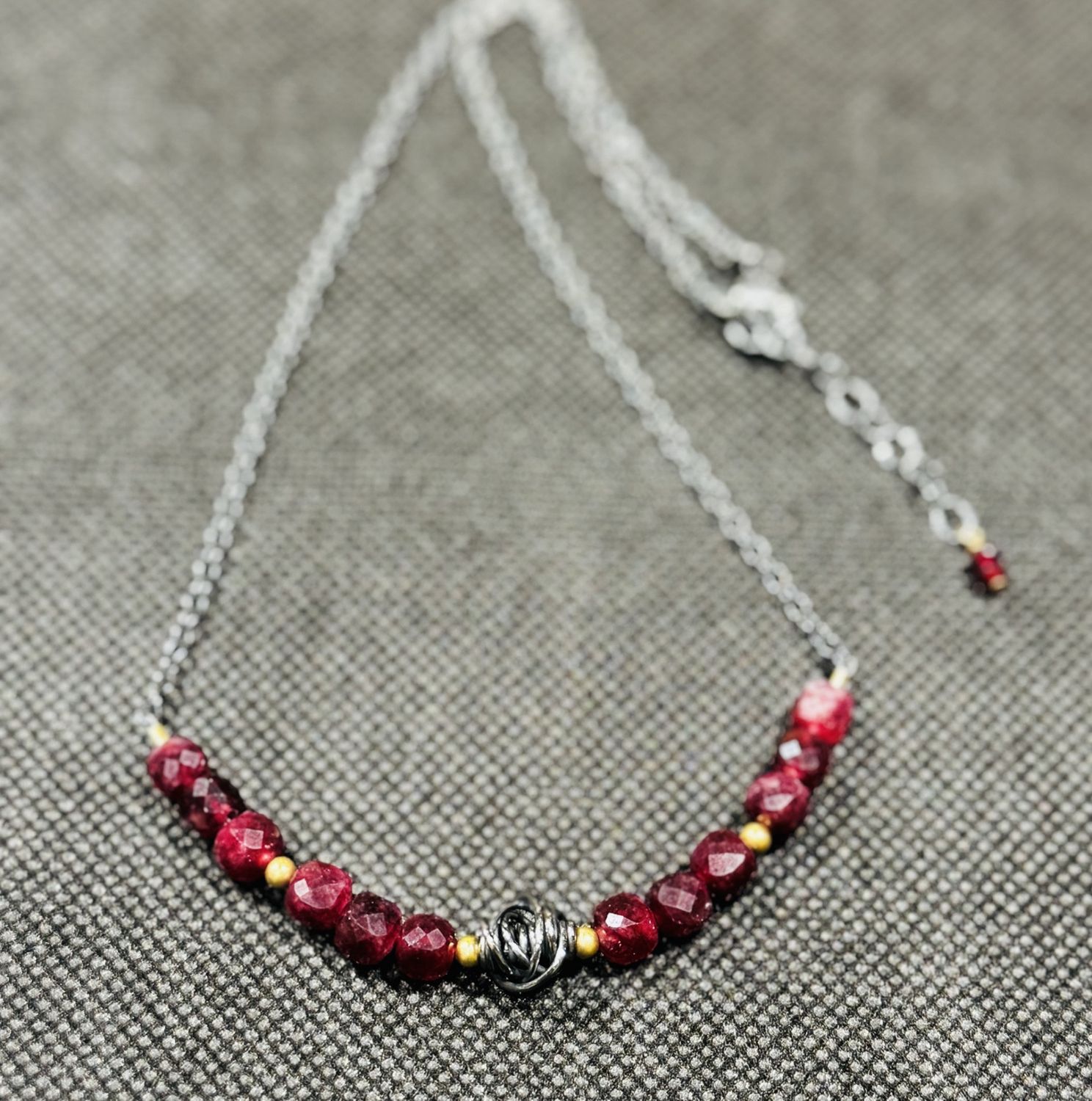 Littoral Necklace Garnet Cubed w/Chaos Bead