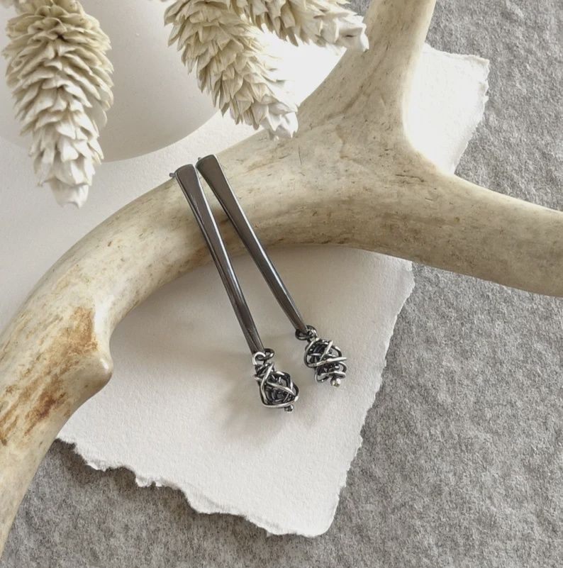 Littoral Earring Silver Reed Post Chaos Bead