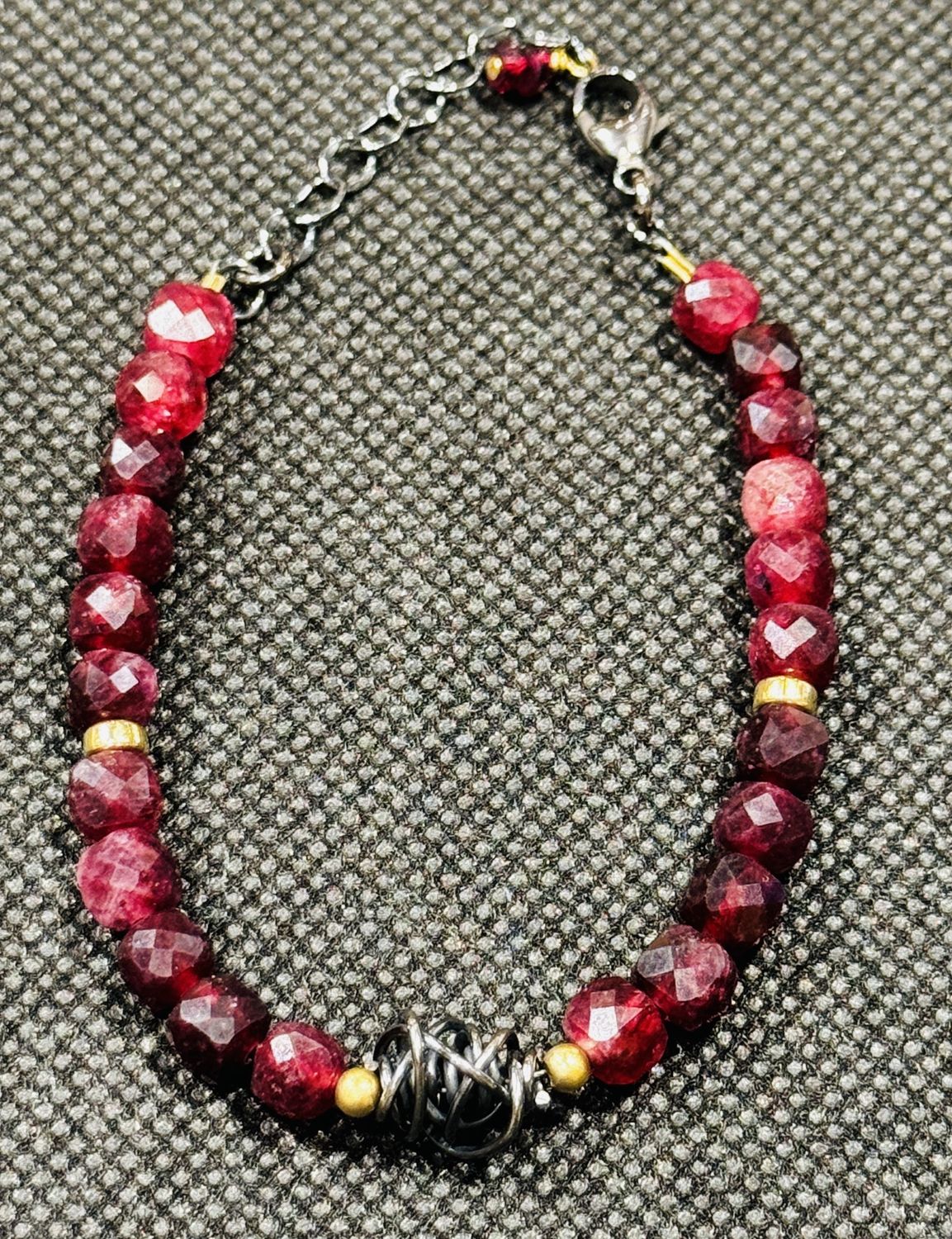Littoral Bracelet Garnet Cubes w/Chaos Bead
