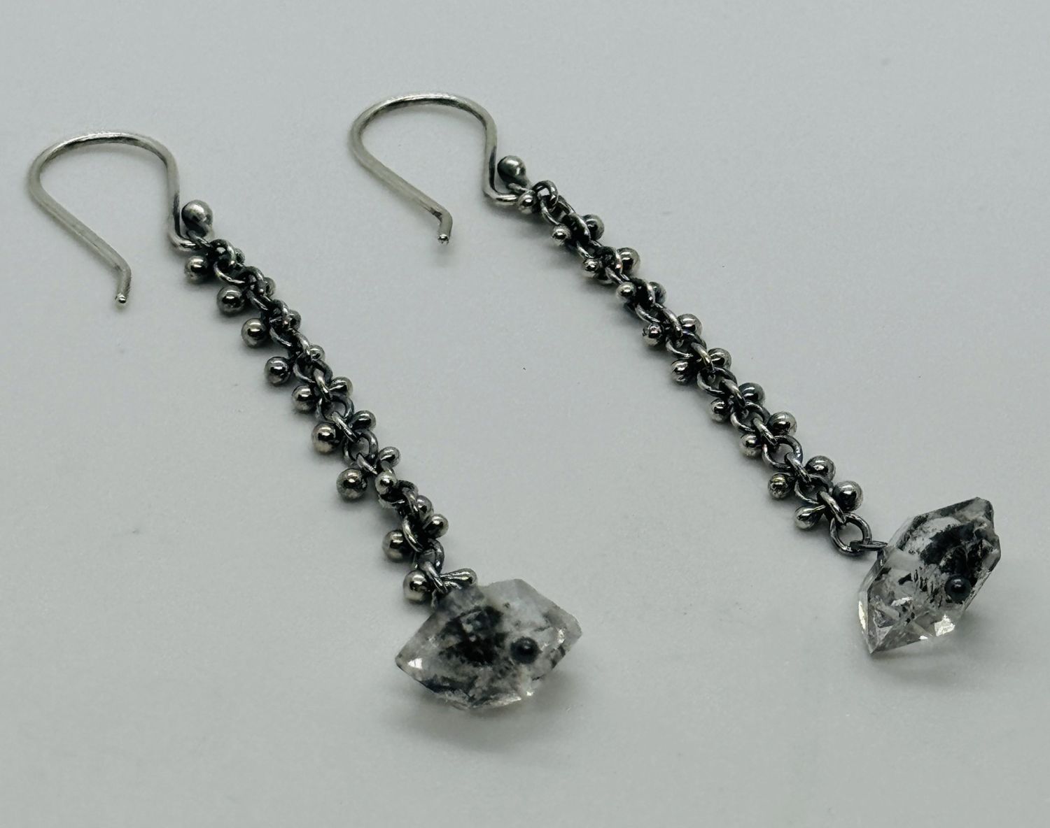 Littoral Earring Balled Chain Herkimer Drop