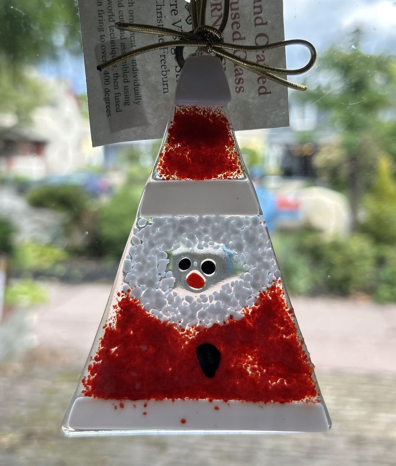 Verre Visage Fused Glass Santa Ornament 473