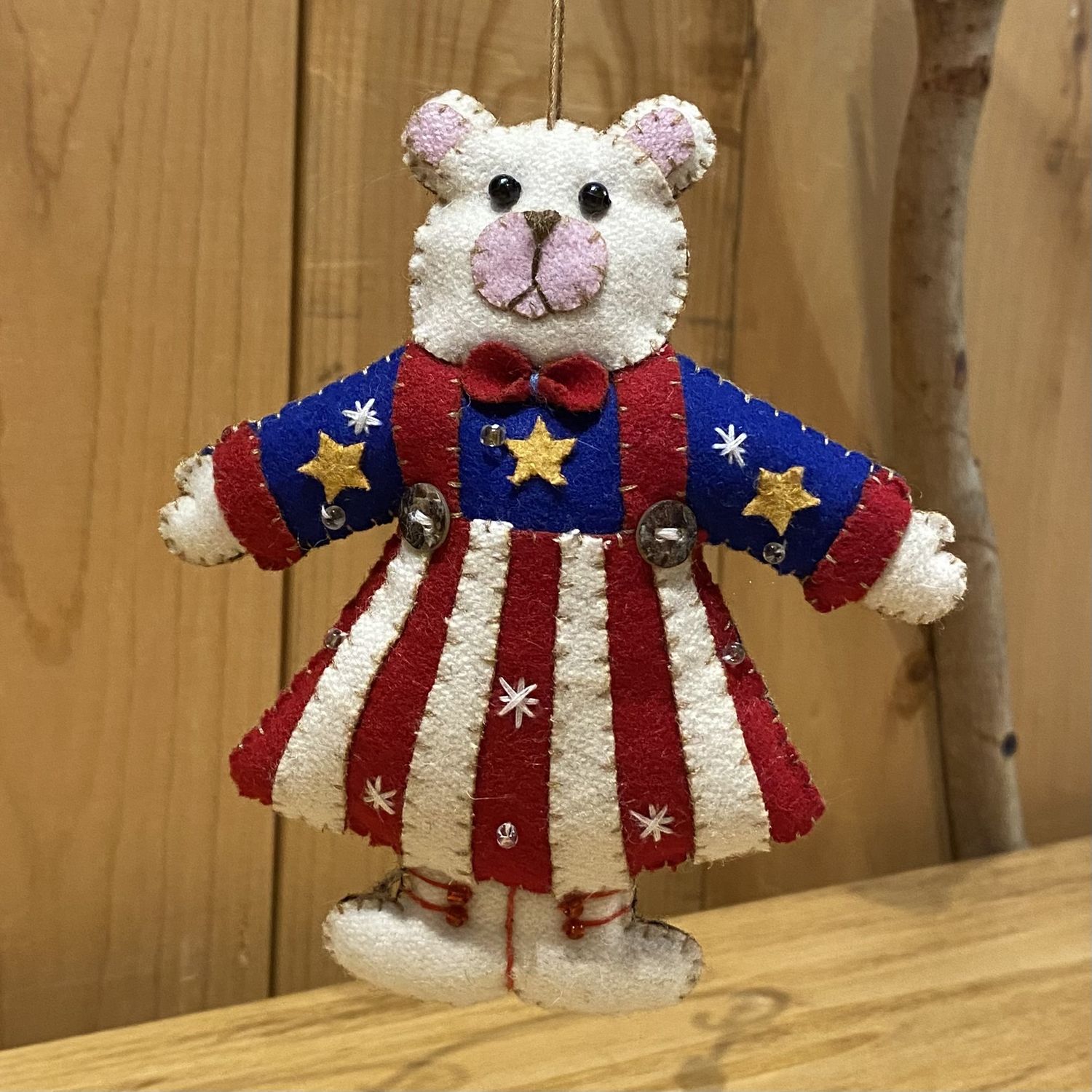 Promising Ornament White Bear w/skirt