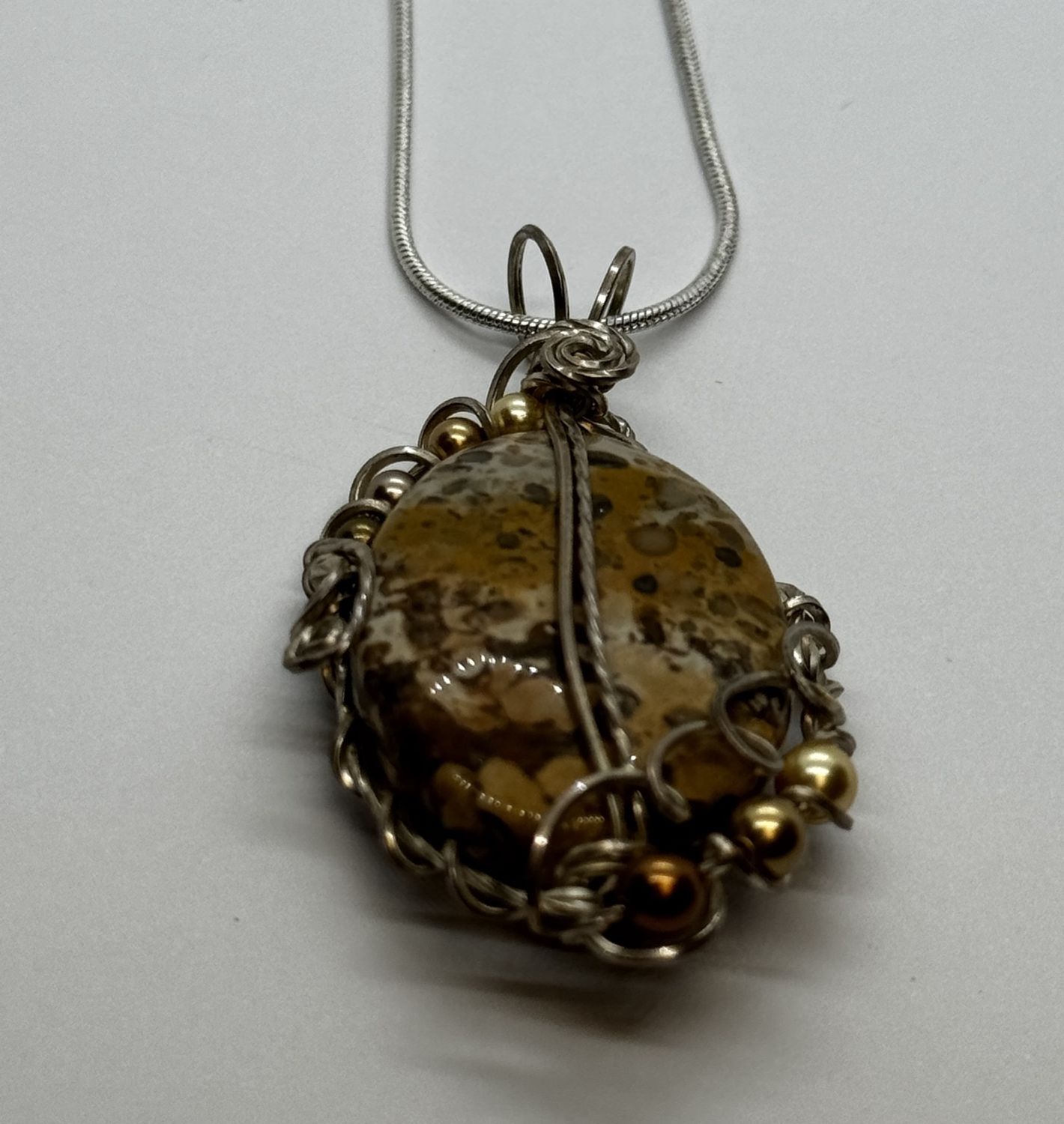 Coller Necklace Oval Jasper with Pearls