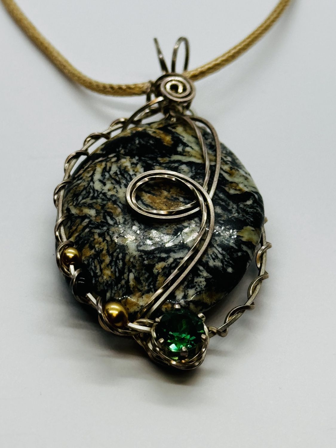 Coller Necklace Oval Jasper with Swarovski Crystal