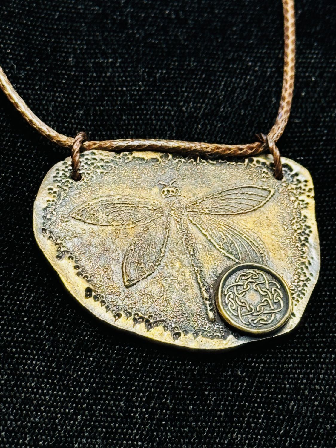 Coller Necklace Bronze Dragonfly and Celtic Coin
