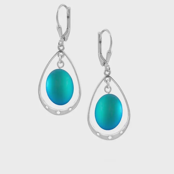 Leightworks Earring Oval Loop Drops, Color: Frosted Aqua