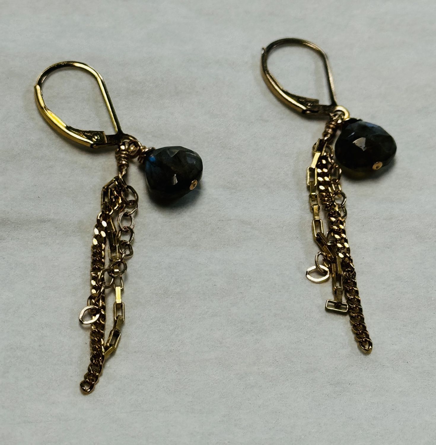 Robb Earrings Labradorite with Chain Dangles