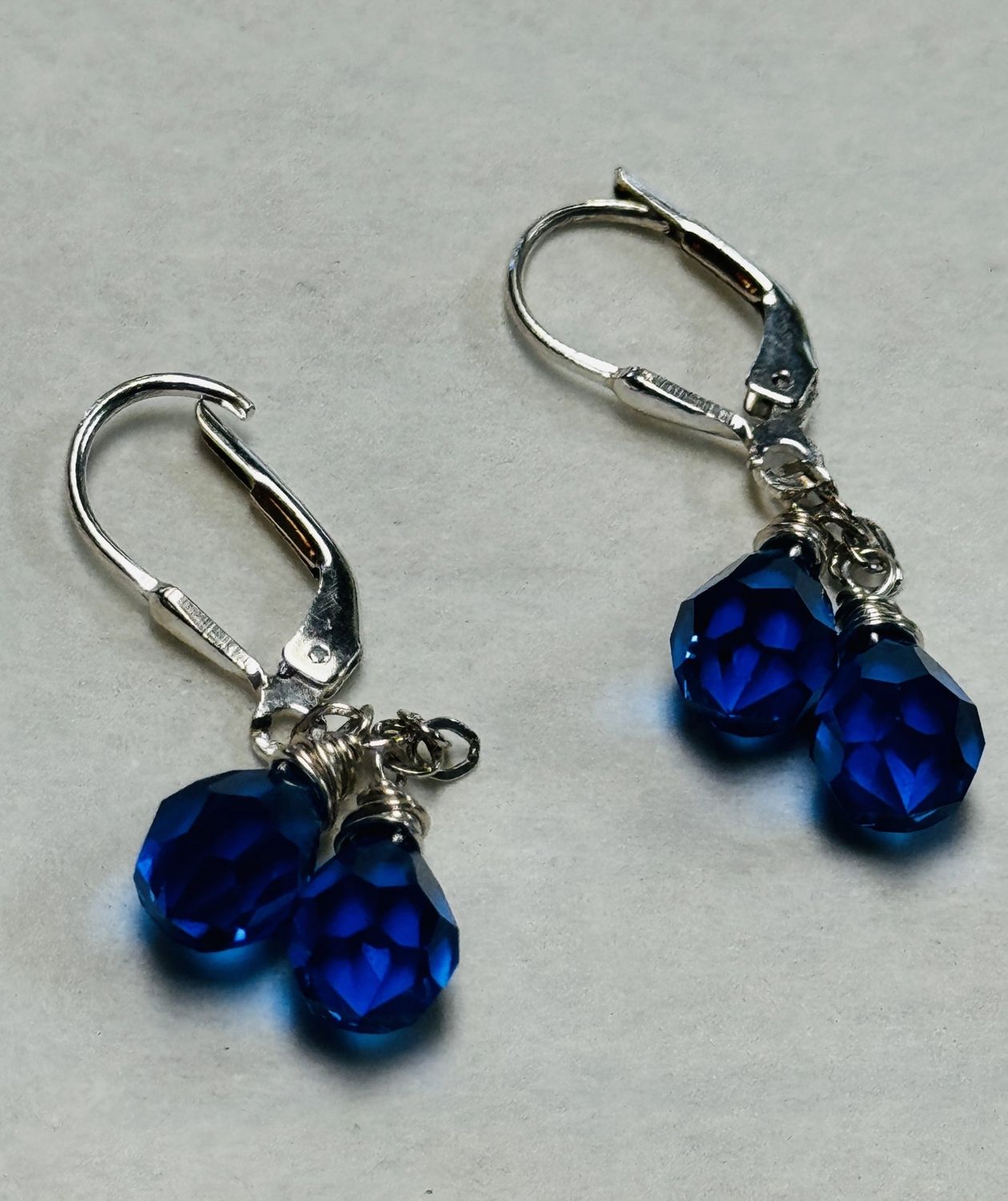 Robb Earrings Faceted Cobalt Crystals