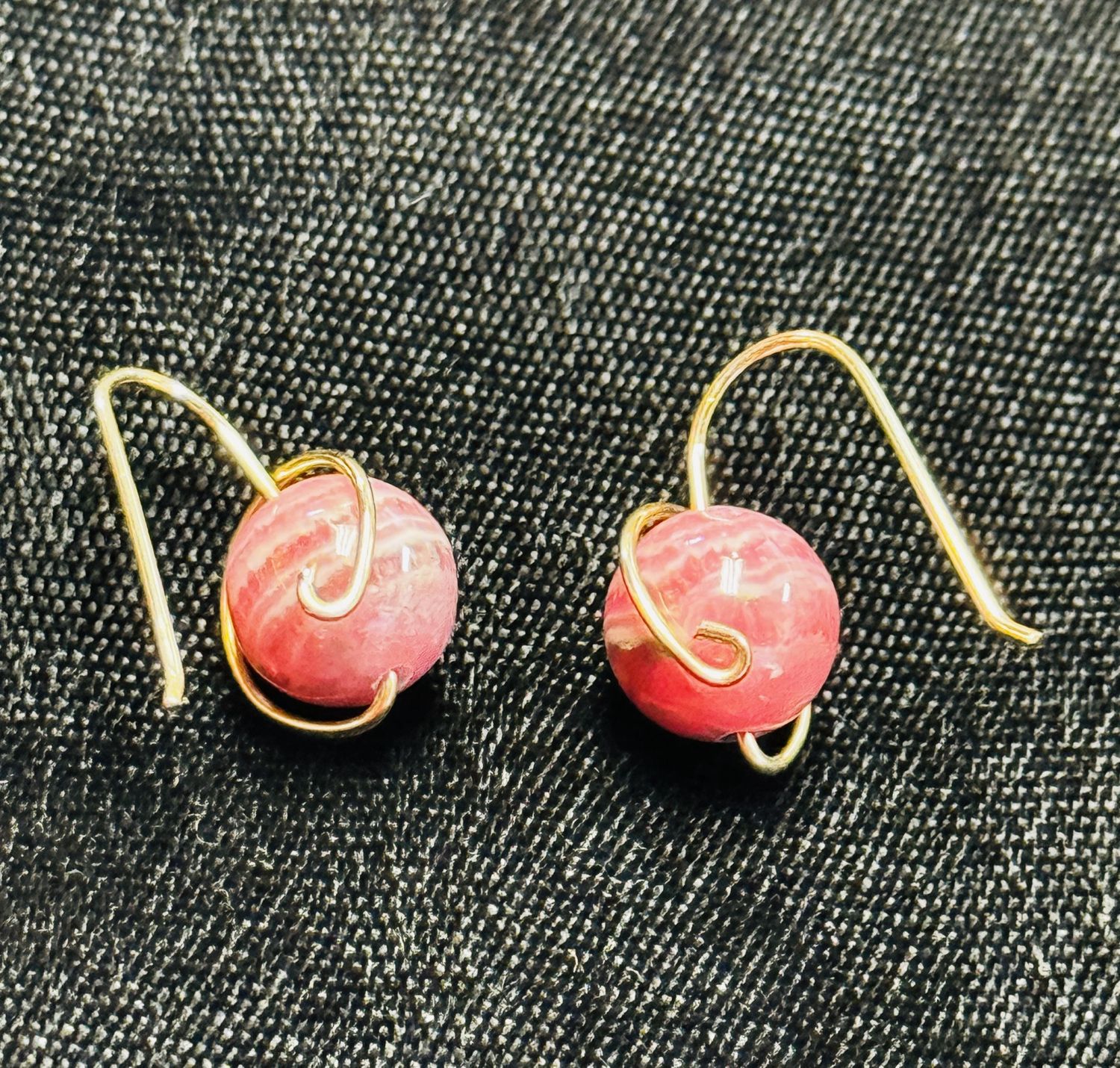 Robb Earring Round Rhodochrosite Orbs