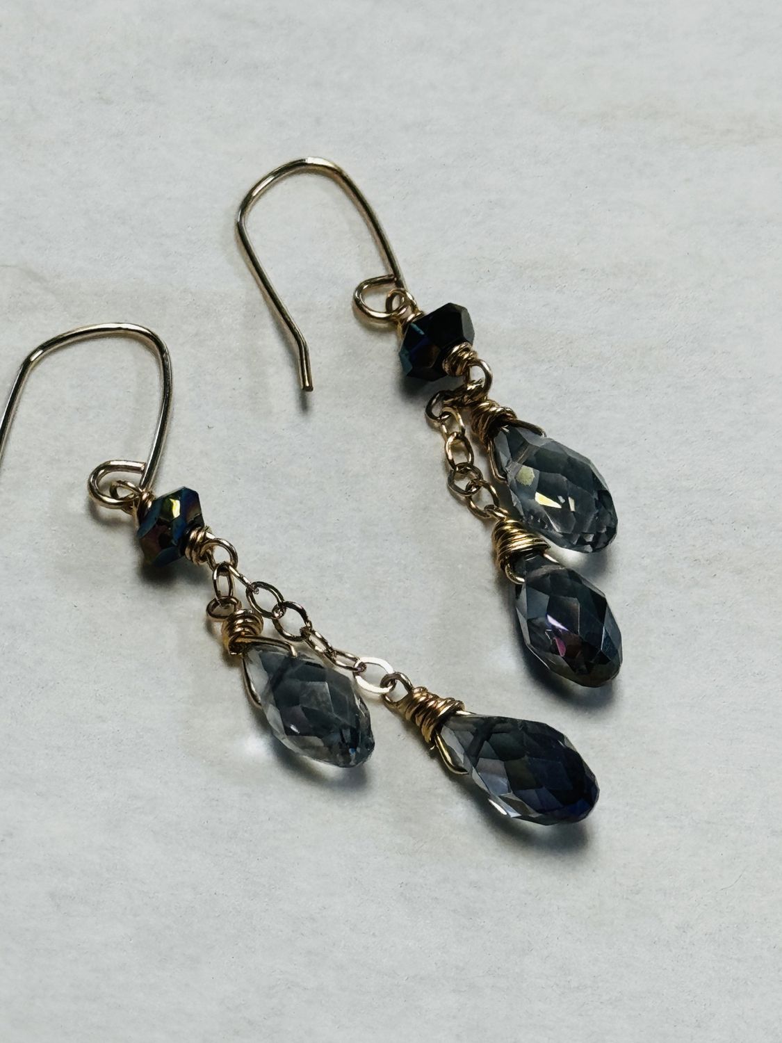 Robb Earring Faceted Crystal Drop Clusters