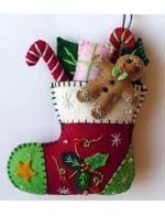 Promising Ornament Red Stocking w/ Gingerbread Man