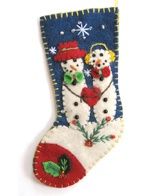 Promising Ornament Blue Stocking Snowmen Couple
