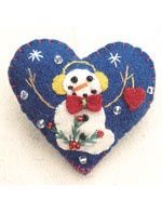 Promising Pin Blue Heart with Snowman