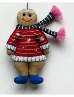 Promising Ornament Gingerbread Man Red Sweater Blue Scarf