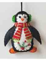 Promising Ornament Penguin Red Scarf Green Ear Muffs
