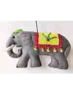 Promising Ornament Grey Elephant Yellow and Red Saddle