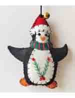 Promising Ornament Penguin Green Scarf Santa Hat