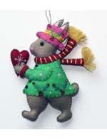 Promising Ornament Bunny Green Sweater Pink Hat