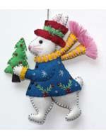 Promising Ornament Bunny Blue Sweater Red Hat