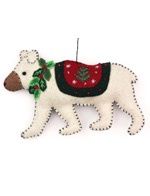 Promising Ornament Polar Bear Green/Red Saddle Holley Wreath