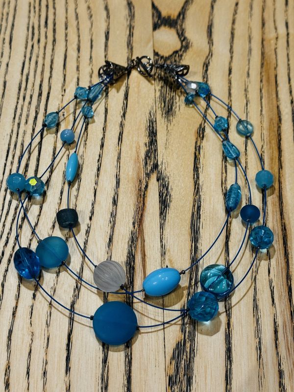 Demitre Necklace 3 Strand Lucite Turquoise