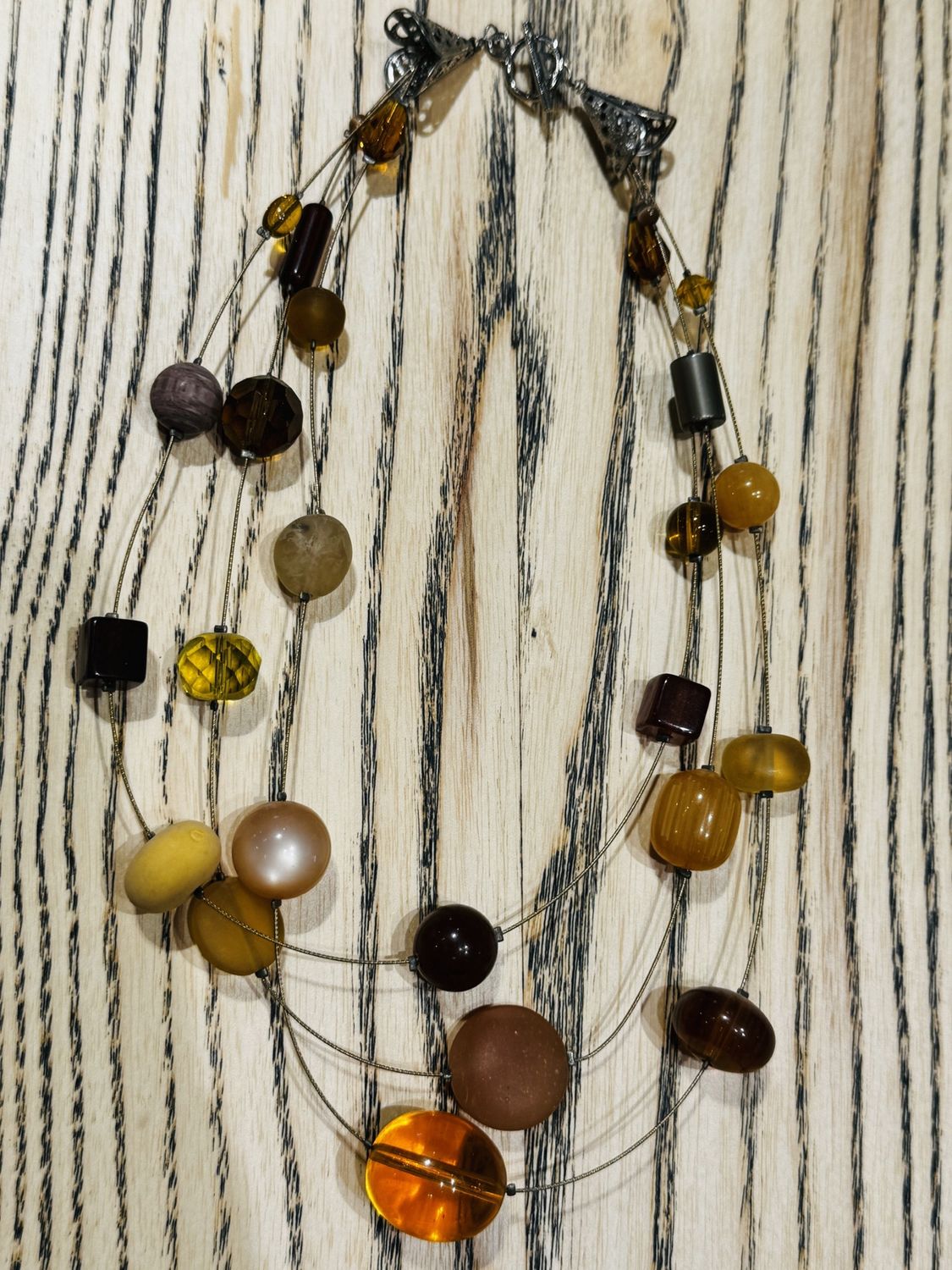 Demitre Necklace 3 Strand Lucite Amber